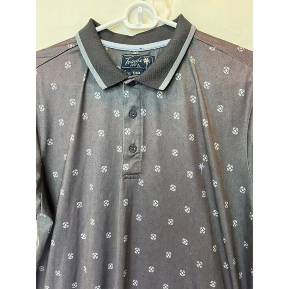 Trunks Surf & Swim Co Polo Shirt Adult Small Men's‎ Gray Short Sleeve Soft Beach